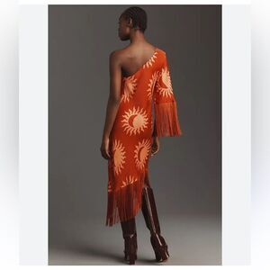 Farm Rio x Anthropologie One-Shoulder A-Line Fringe Mini Dress